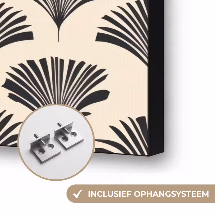 Waaiers - Botanisch - Zwart - Beige Textielframe zwart klein 947 -USP_ophangsysteemNL