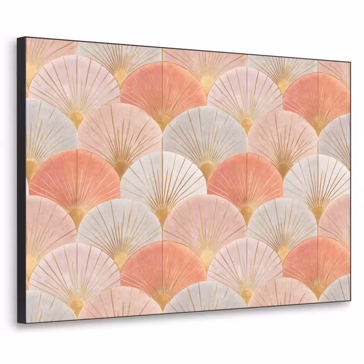 Waaiers - Goud - Roze Textielframe zwart klein 947 -3d