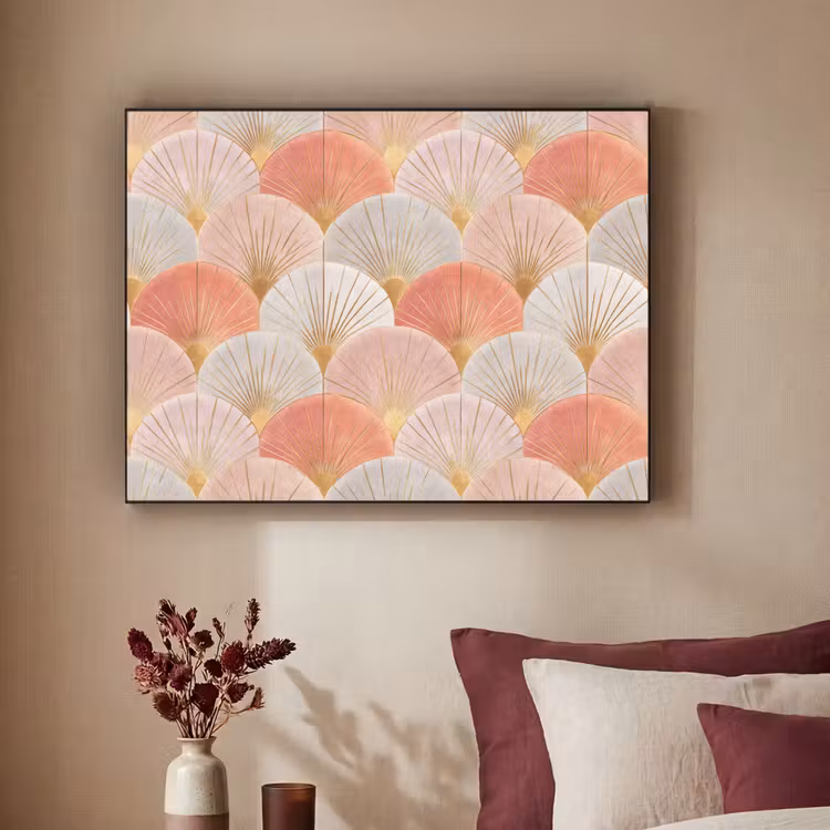 Waaiers - Goud - Roze Textielframe zwart klein 947 -sfeer1