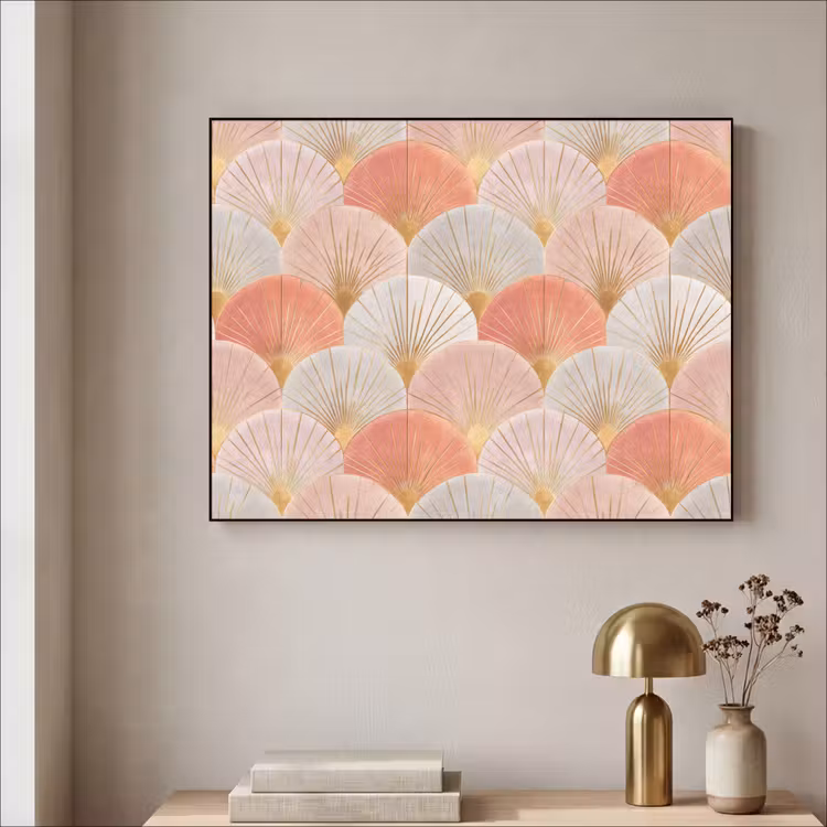 Waaiers - Goud - Roze Textielframe zwart klein 947 -sfeer2
