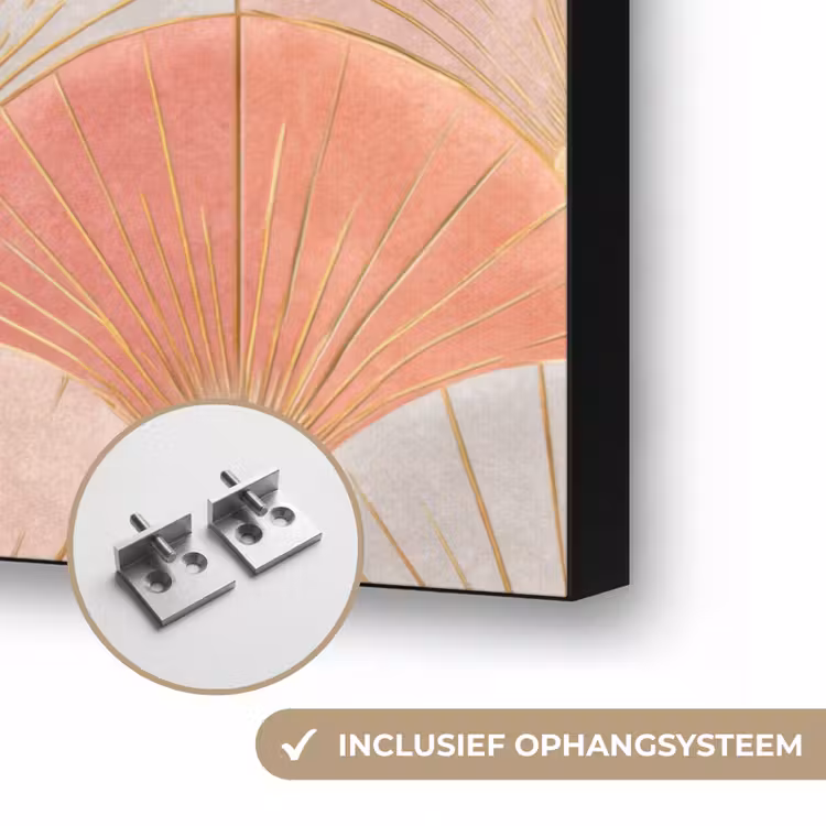 Waaiers - Goud - Roze Textielframe zwart klein 947 -USP_ophangsysteemNL