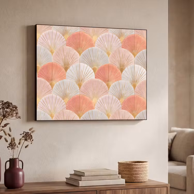 Waaiers - Goud - Roze Textielframe zwart klein 947 -sfeer3