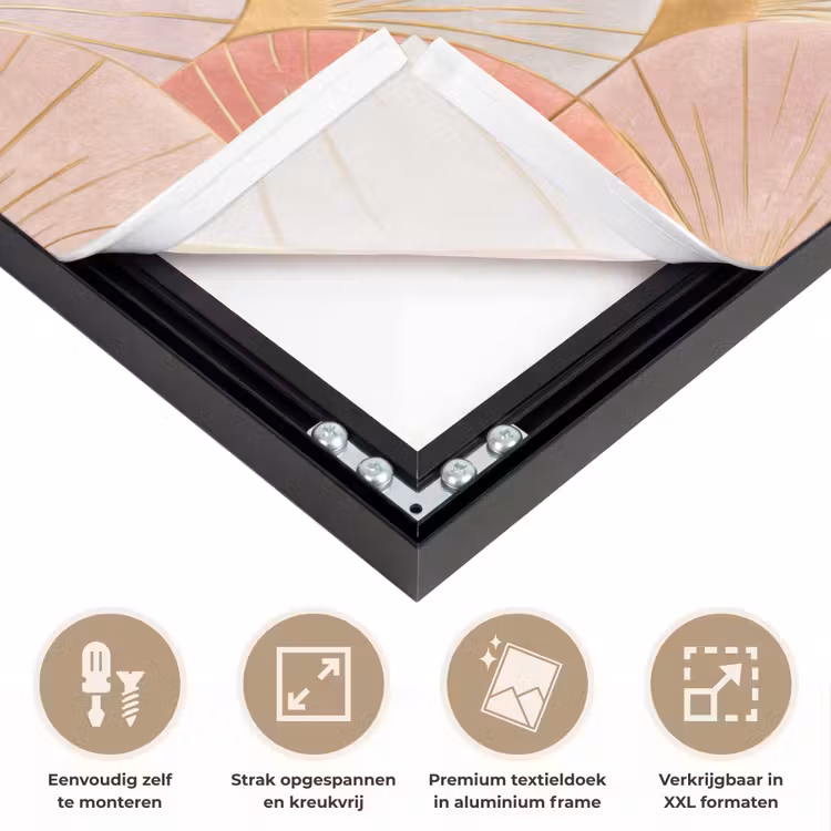 Waaiers - Goud - Roze Textielframe zwart klein 947 -USP_feed_closeupNL