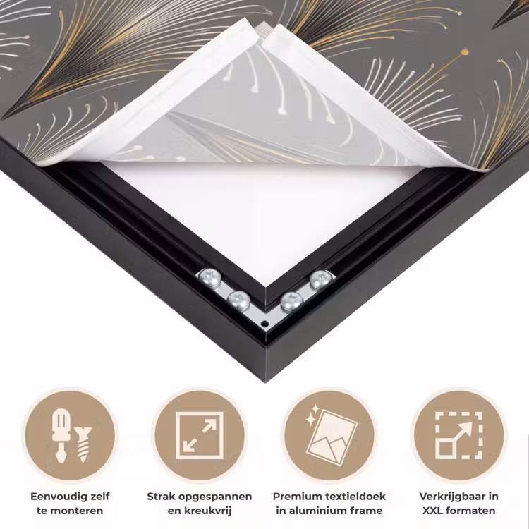 Waaierstralen - Goud - Antraciet Textielframe zwart klein 947 -USP_feed_closeupNL