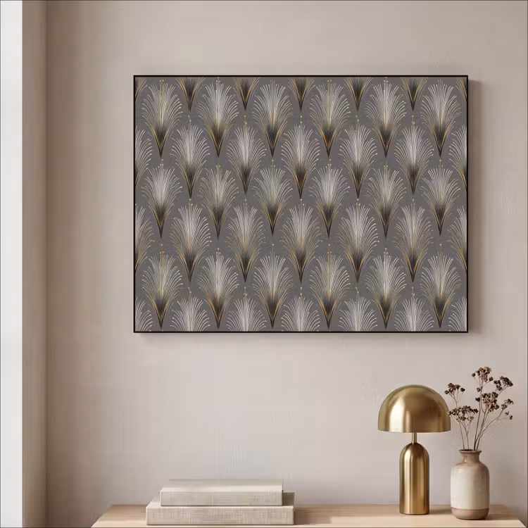 Waaierstralen - Goud - Antraciet Textielframe zwart klein 947 -sfeer2