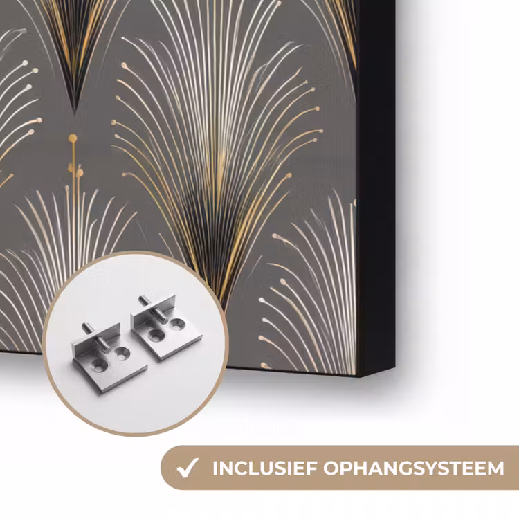 Waaierstralen - Goud - Antraciet Textielframe zwart klein 947 -USP_ophangsysteemNL