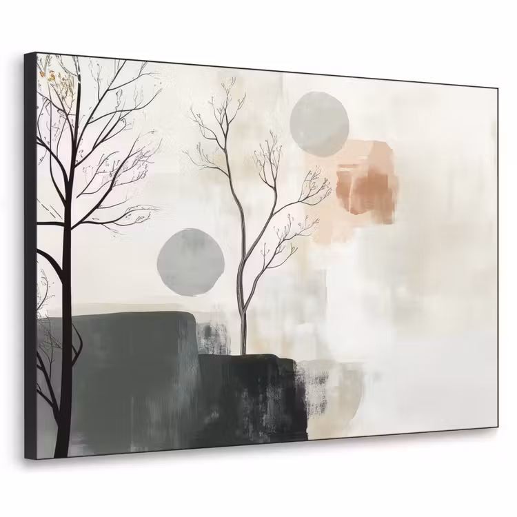 Wabi sabi - Beige - Plant Textielframe - compleet frame klein -3d
