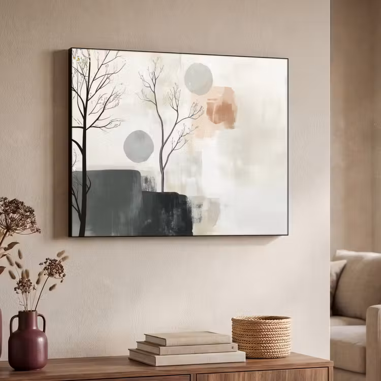 Wabi sabi - Beige - Plant Textielframe zwart klein -sfeer3