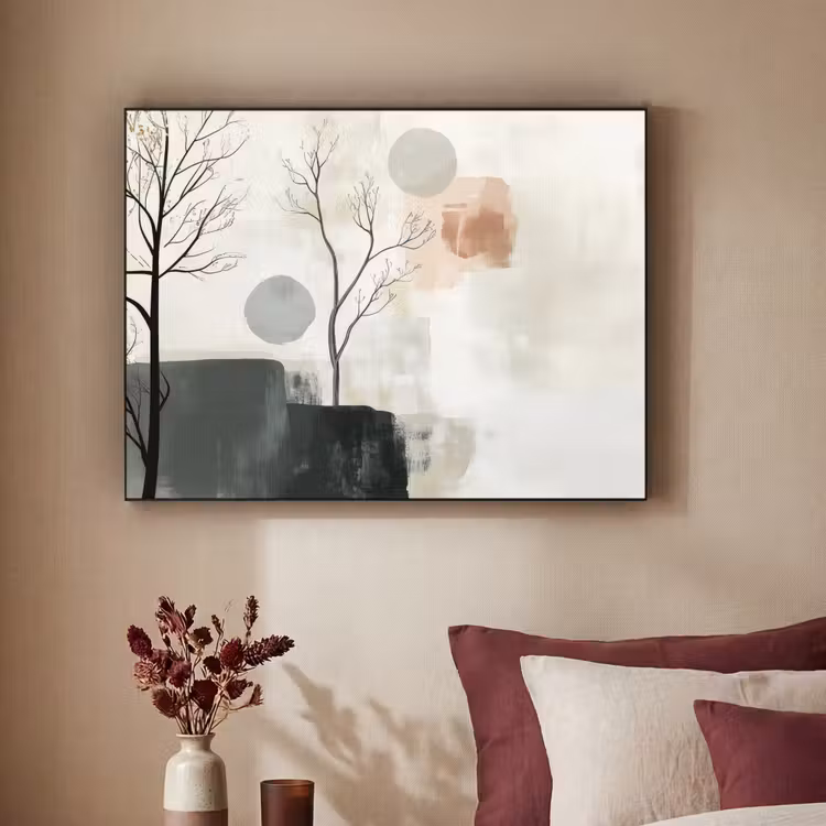 Wabi sabi - Beige - Plant Textielframe zwart klein -sfeer1