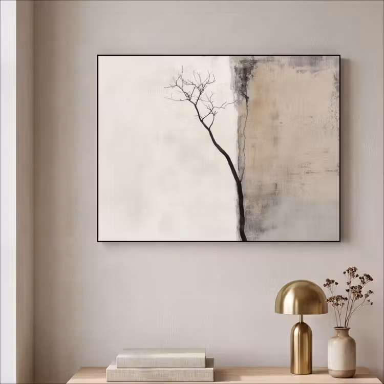 Wabi sabi - Plant - Beige Textielframe - compleet frame klein -sfeer2