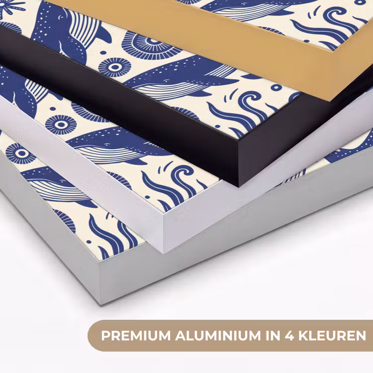 Walvis - Onderwater - Dieren - Abstract - Blauw Textielframe zwart klein -USP_kleurenNL