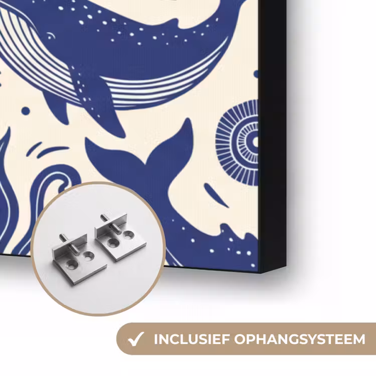 Walvis - Onderwater - Dieren - Abstract - Blauw Textielframe zwart klein -USP_ophangsysteemNL