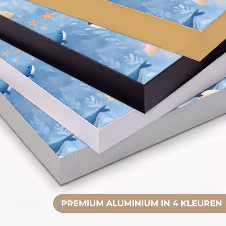 Walvissen - Oceaan - Blauw Textielframe zwart klein 947 -USP_kleurenNL