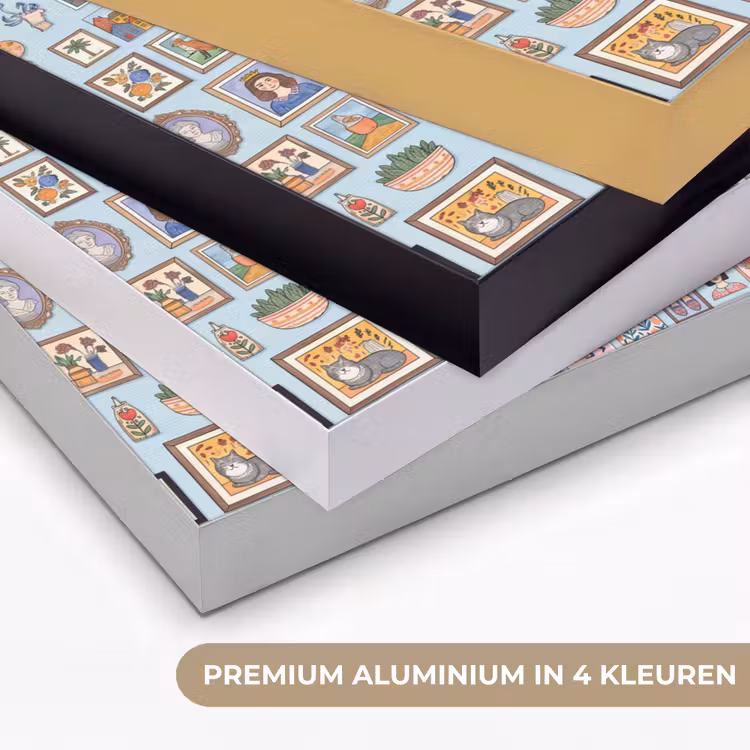 Wanddecoratie - Collectie - Huis - Illustratief - Kleurrijk Textielframe zwart klein -USP_kleurenNL