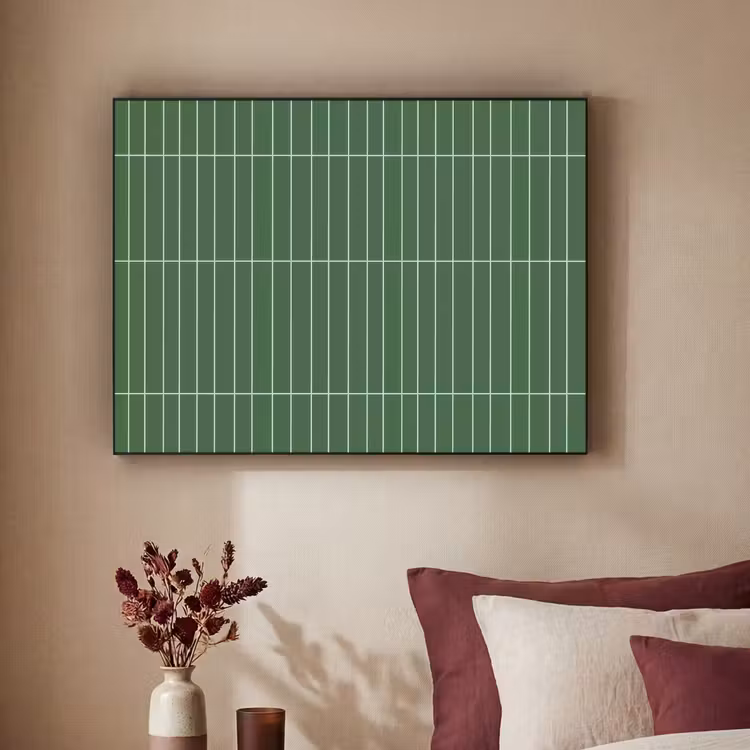 Wandtegel - Verticaal - Donkergroen Textielframe zwart klein 947 -sfeer1