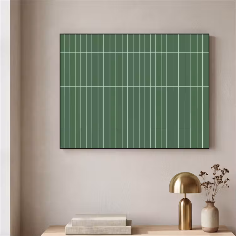 Wandtegel - Verticaal - Donkergroen Textielframe zwart klein 947 -sfeer2
