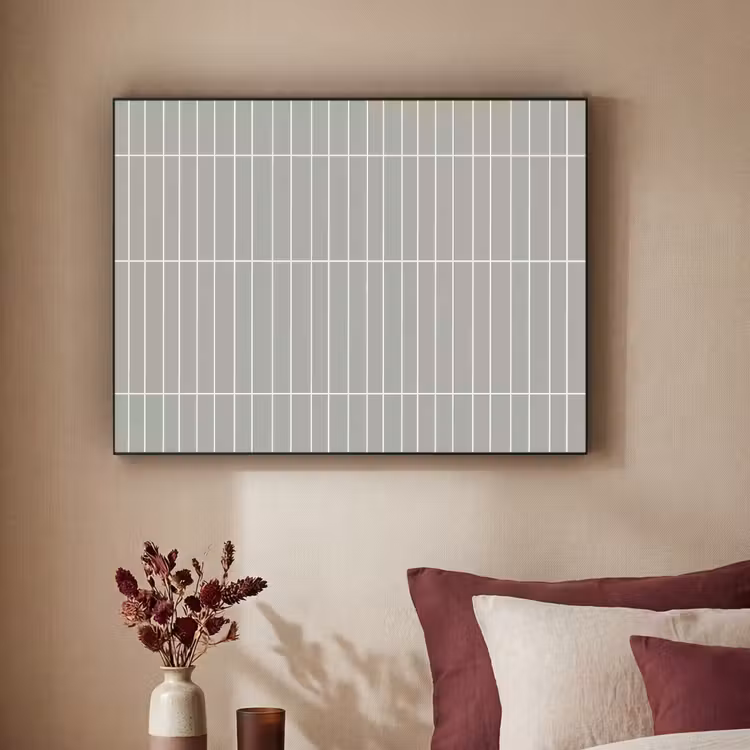 Wandtegel - Verticaal - Lichtgrijs Textielframe zwart klein 947 -sfeer1