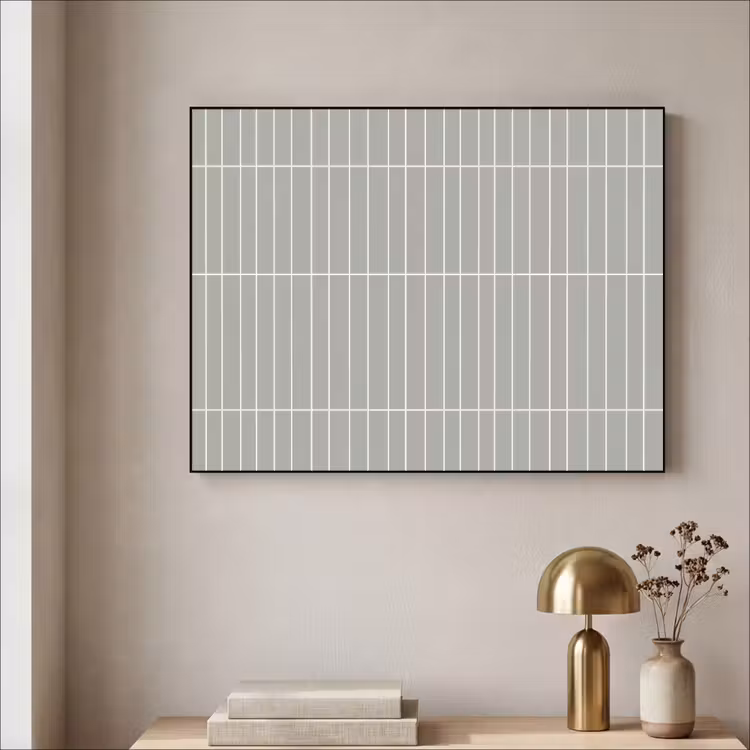 Wandtegel - Verticaal - Lichtgrijs Textielframe zwart klein 947 -sfeer2