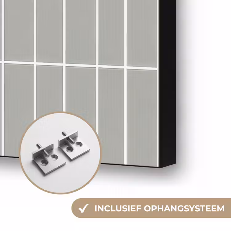 Wandtegel - Verticaal - Lichtgrijs Textielframe zwart klein 947 -USP_ophangsysteemNL