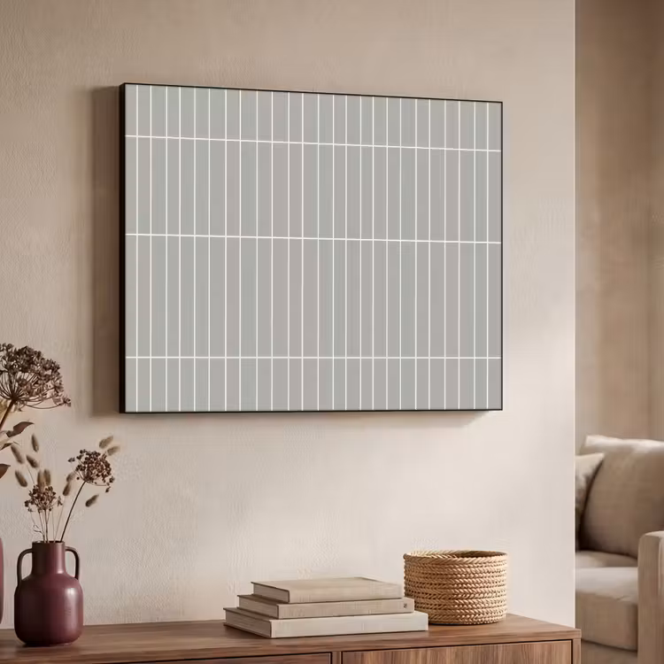 Wandtegel - Verticaal - Lichtgrijs Textielframe zwart klein 947 -sfeer3