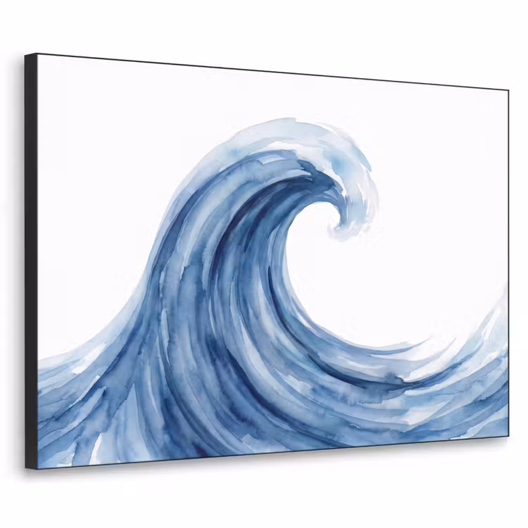 Water - Beweging - Natuur - Modern - Blauw Textielframe zwart klein -3d