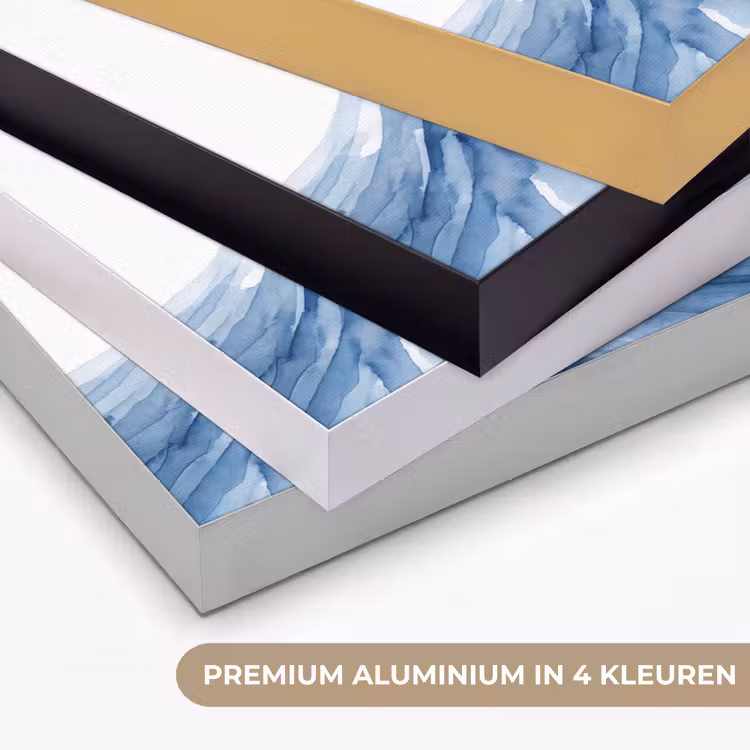 Water - Beweging - Natuur - Modern - Blauw Textielframe zwart klein -USP_kleurenNL
