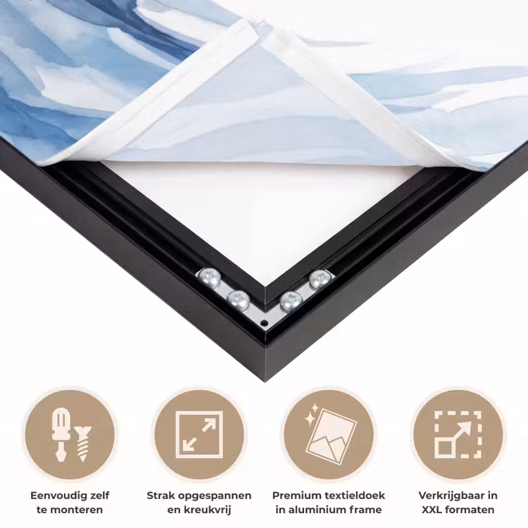 Water - Beweging - Natuur - Modern - Blauw Textielframe zwart klein -USP_feed_closeupNL