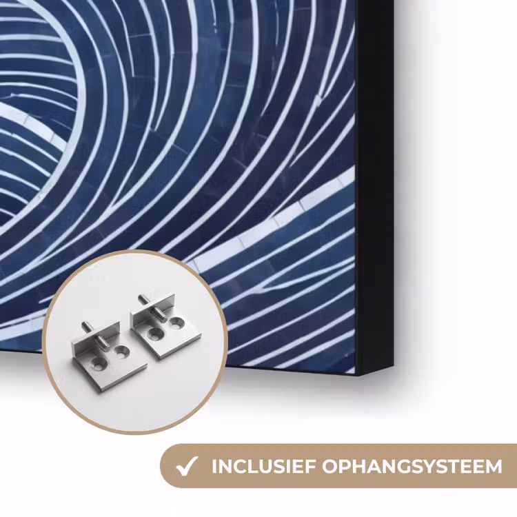 Water - Mozaïek - Landschap - Modern - Blauw Textielframe zwart klein -USP_ophangsysteemNL