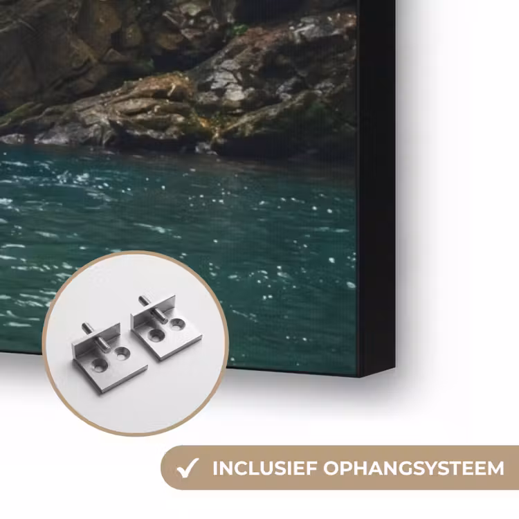 Waterfall - Forest - Nature - Greenkhgyguyg Textielframe zwart klein -USP_ophangsysteemNL