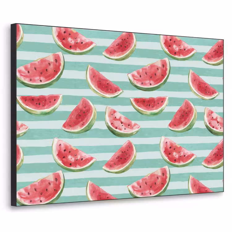 Watermeloen - Strepen - Groen Textielframe zwart klein 947 -3d