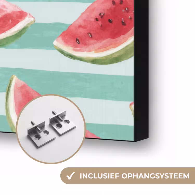 Watermeloen - Strepen - Groen Textielframe zwart klein 947 -USP_ophangsysteemNL