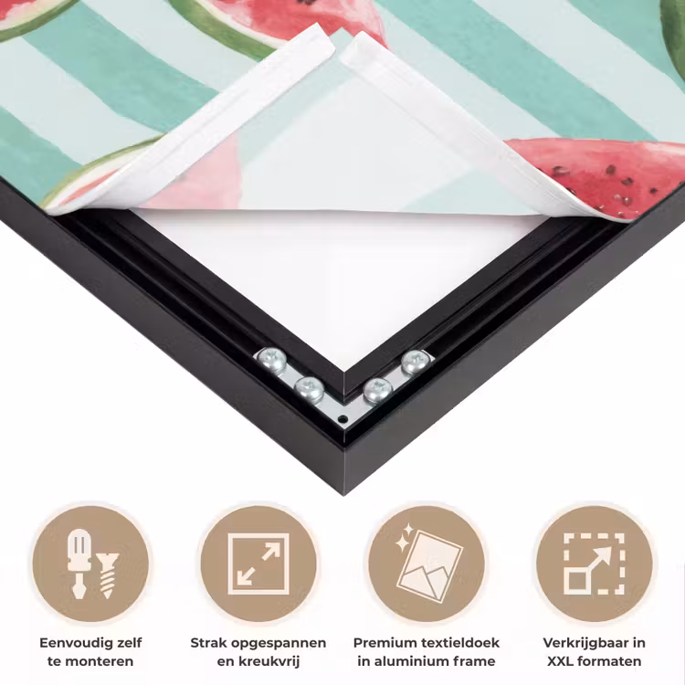 Watermeloen - Strepen - Groen Textielframe zwart klein 947 -USP_feed_closeupNL