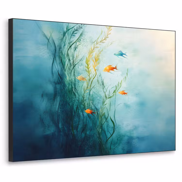 Waterplanten - Vissen - Kleurrijk - Water Textielframe - compleet frame klein -3d