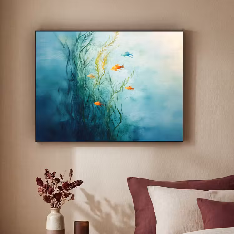 Waterplanten - Vissen - Kleurrijk - Water Textielframe - compleet frame klein -sfeer1