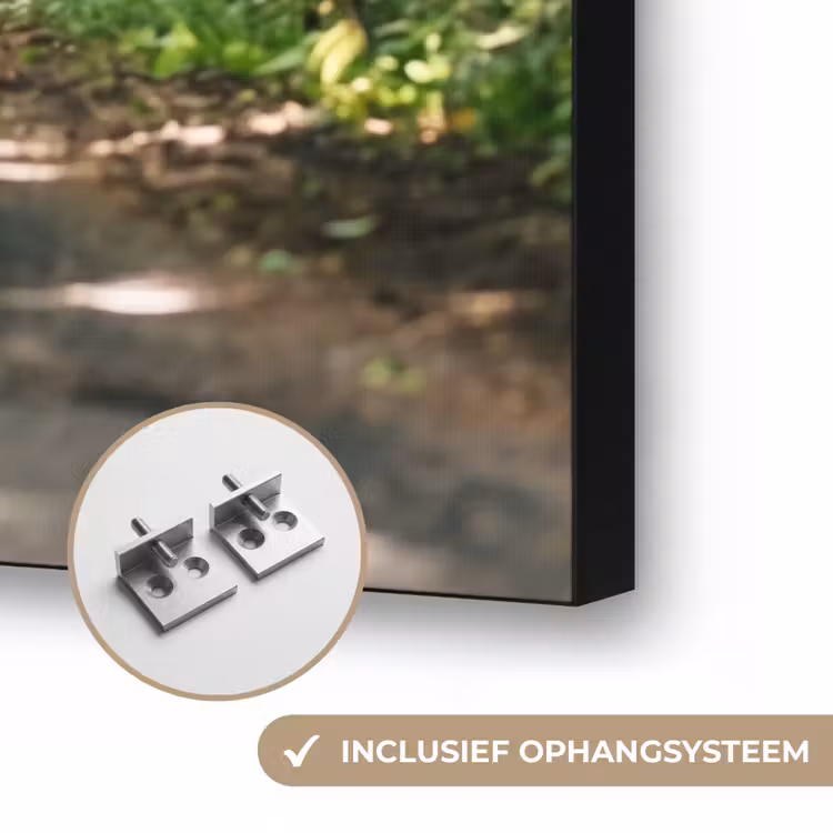 Weg - Bomen - Natuur - Groen Textielframe zwart klein -USP_ophangsysteemNL