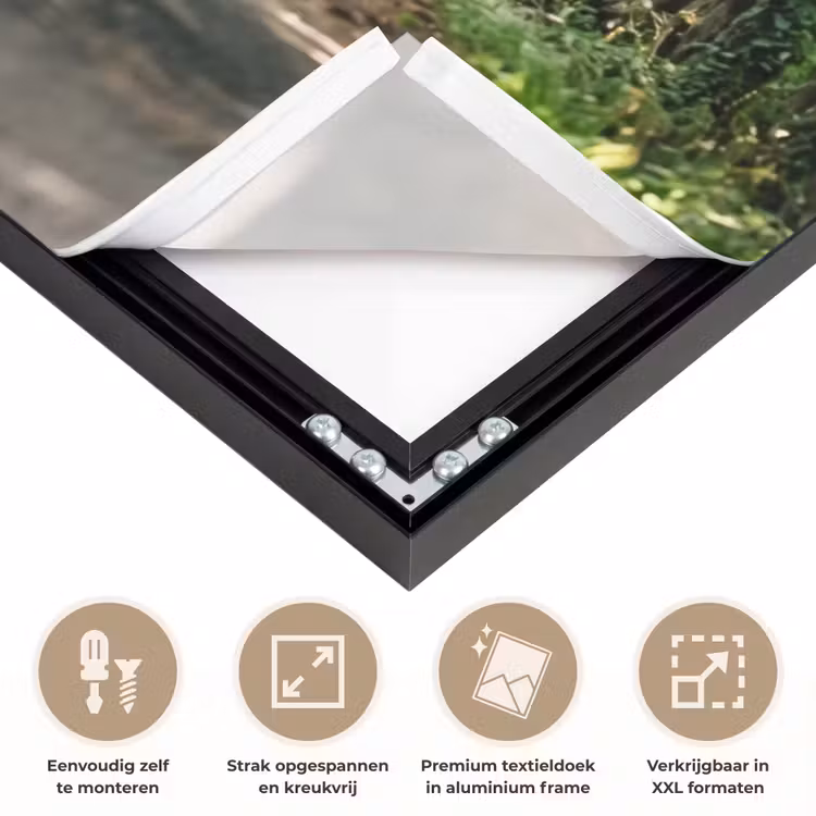 Weg - Bomen - Natuur - Groen Textielframe zwart klein -USP_feed_closeupNL