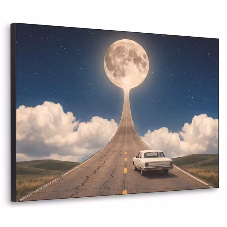 Art frame - Weg - Maan - Nacht - Weg - Maan - Nacht Textielframe zwart klein