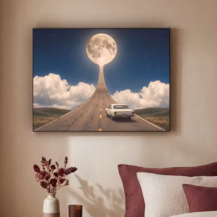 Art frame - Weg - Maan - Nacht - Weg - Maan - Nacht Textielframe zwart klein