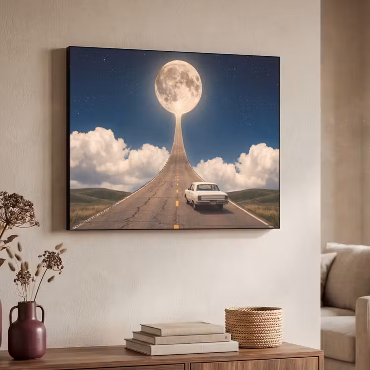 Art frame - Weg - Maan - Nacht - Weg - Maan - Nacht Textielframe zwart klein