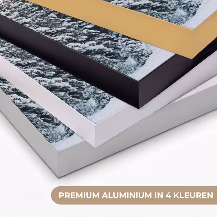 Weg - Sneeuw - Naaldbos - Winter - Avontuurlijk Textielframe zwart klein -USP_kleurenNL