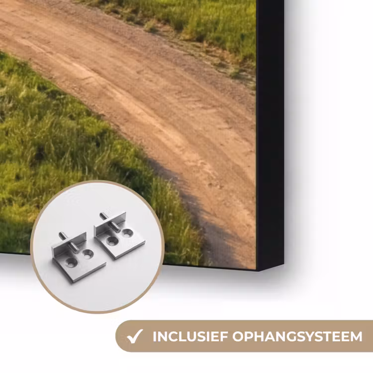 Weg - Weide - Natuur - Groen Textielframe zwart klein -USP_ophangsysteemNL