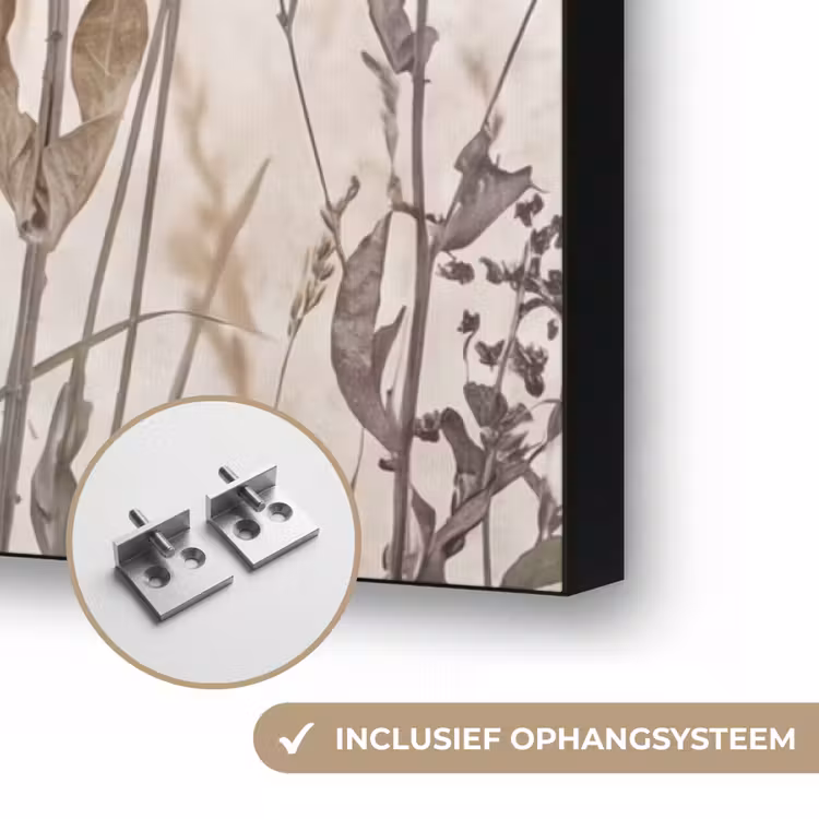 Weidebloemen - Design - Sepia Textielframe zwart klein -USP_ophangsysteemNL