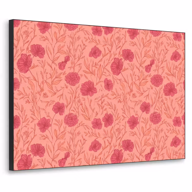 Weidebloemen - Romantisch - Roze Textielframe zwart klein 947 -3d
