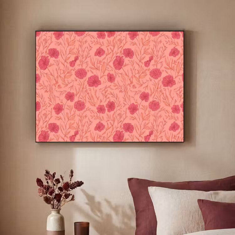 Weidebloemen - Romantisch - Roze Textielframe zwart klein 947 -sfeer1