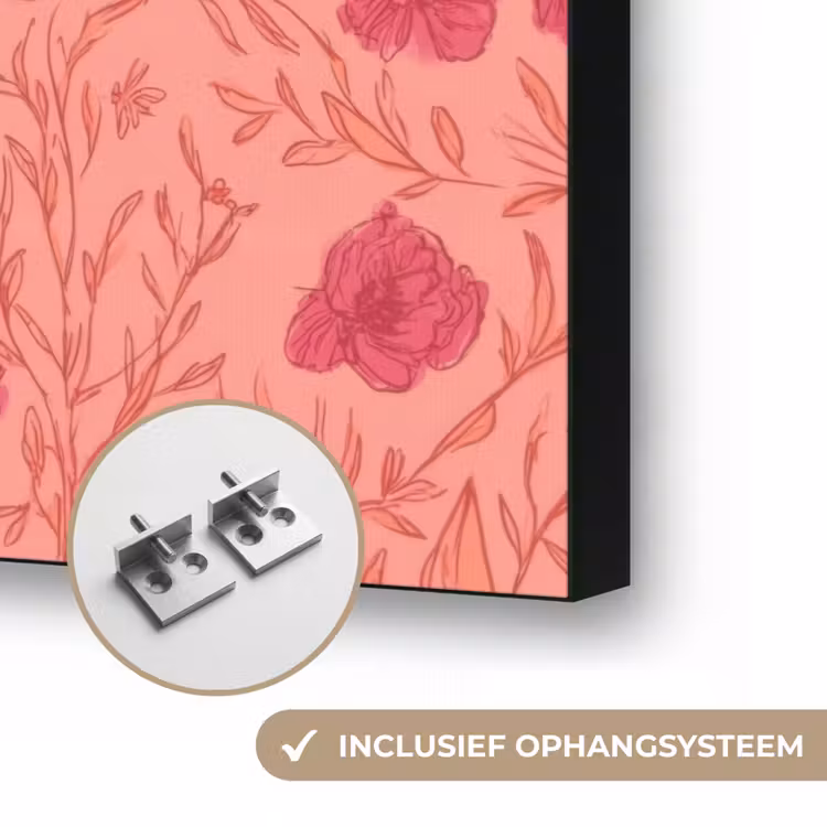 Weidebloemen - Romantisch - Roze Textielframe zwart klein 947 -USP_ophangsysteemNL