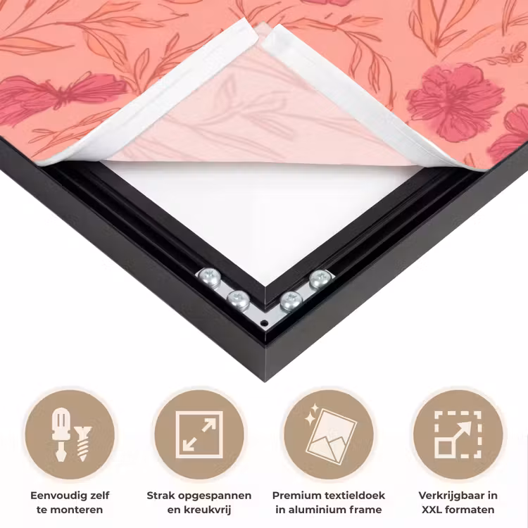 Weidebloemen - Romantisch - Roze Textielframe zwart klein 947 -USP_feed_closeupNL