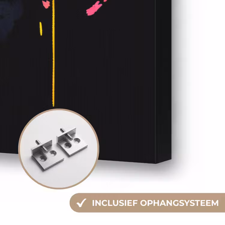 Wereldkaart - Verf - Kleurrijk - Graffiti - Wereld Textielframe zwart klein -USP_ophangsysteemNL