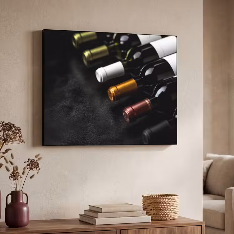 Wijn - Flessen - Variatie - Smaken Textielframe - compleet frame klein -sfeer3