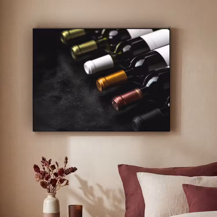 Wijn - Flessen - Variatie - Smaken Textielframe - compleet frame klein -sfeer1