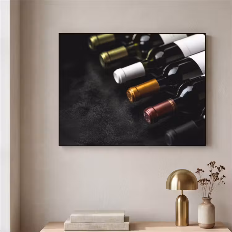 Wijn - Flessen - Variatie - Smaken Textielframe - compleet frame klein -sfeer2